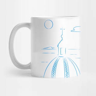 Positano Blue Lineart panorama Mug